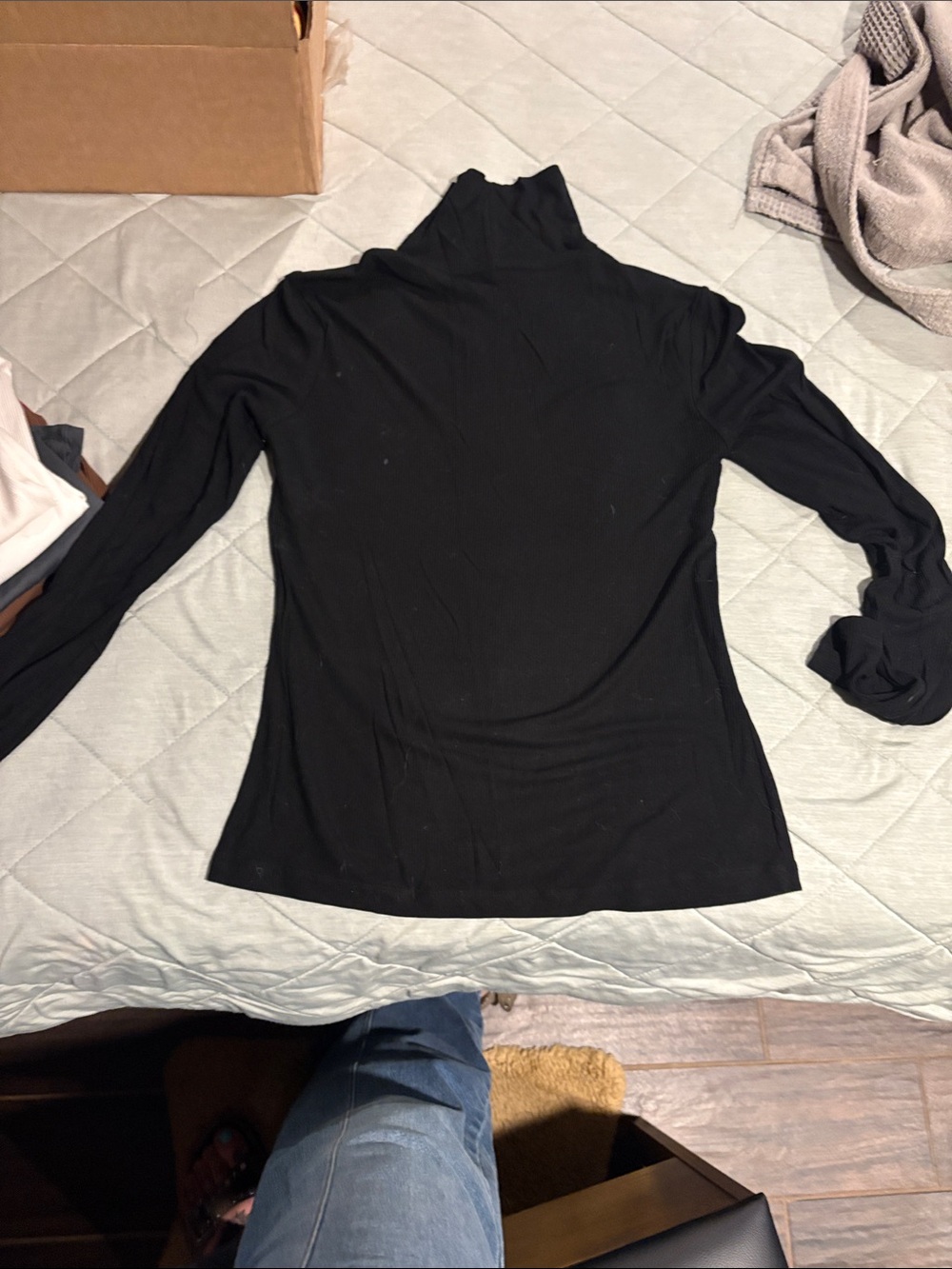 Classic Black Long-Sleeve Turtleneck Top